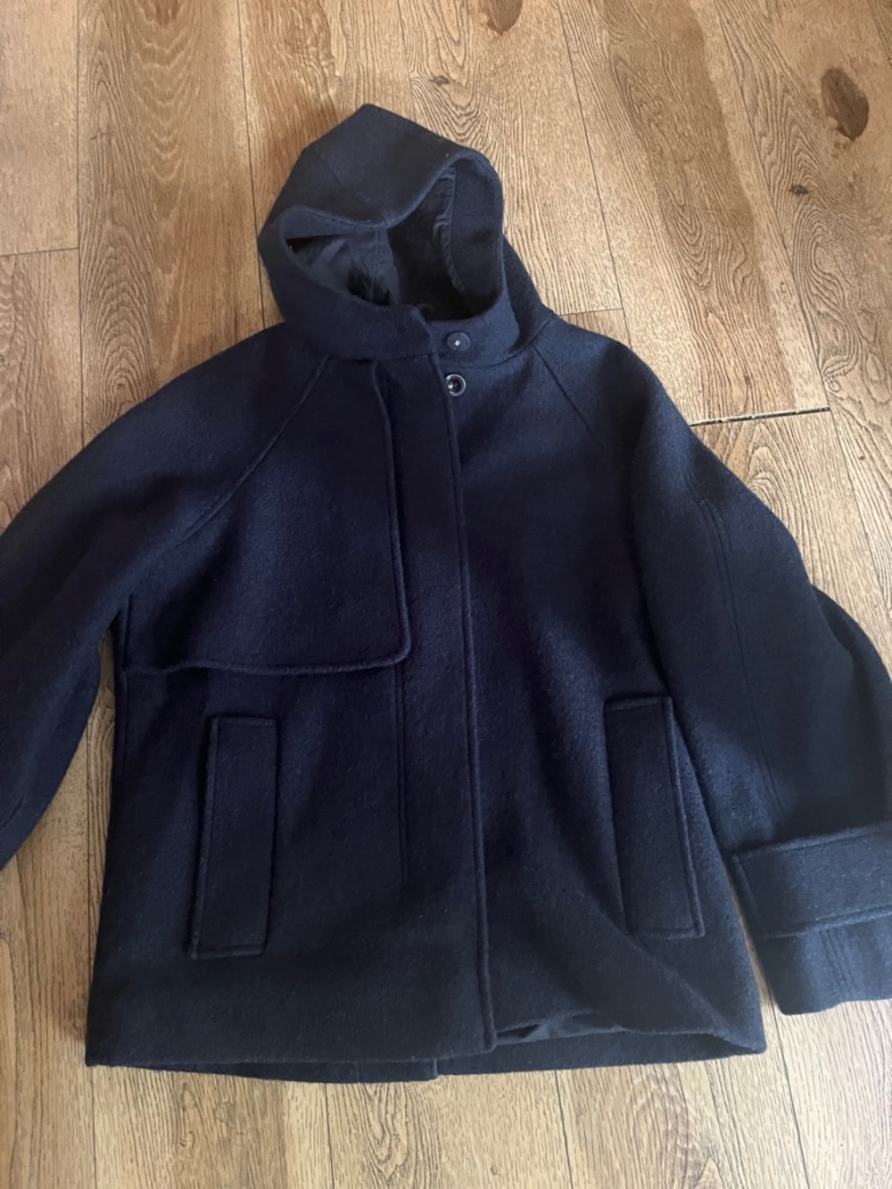 COS Navy Hooded Bomber Jacket
